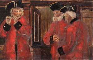 Drie Chelsea-pensionarissen in de zaal, 1885